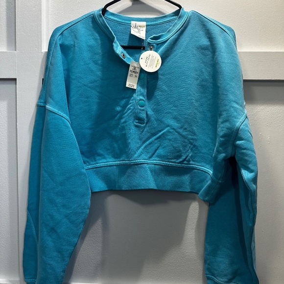 Offline Tops - NWT Offline by Aerie Teal Cropped "Got Water" Sweatshirt w/thumbholes